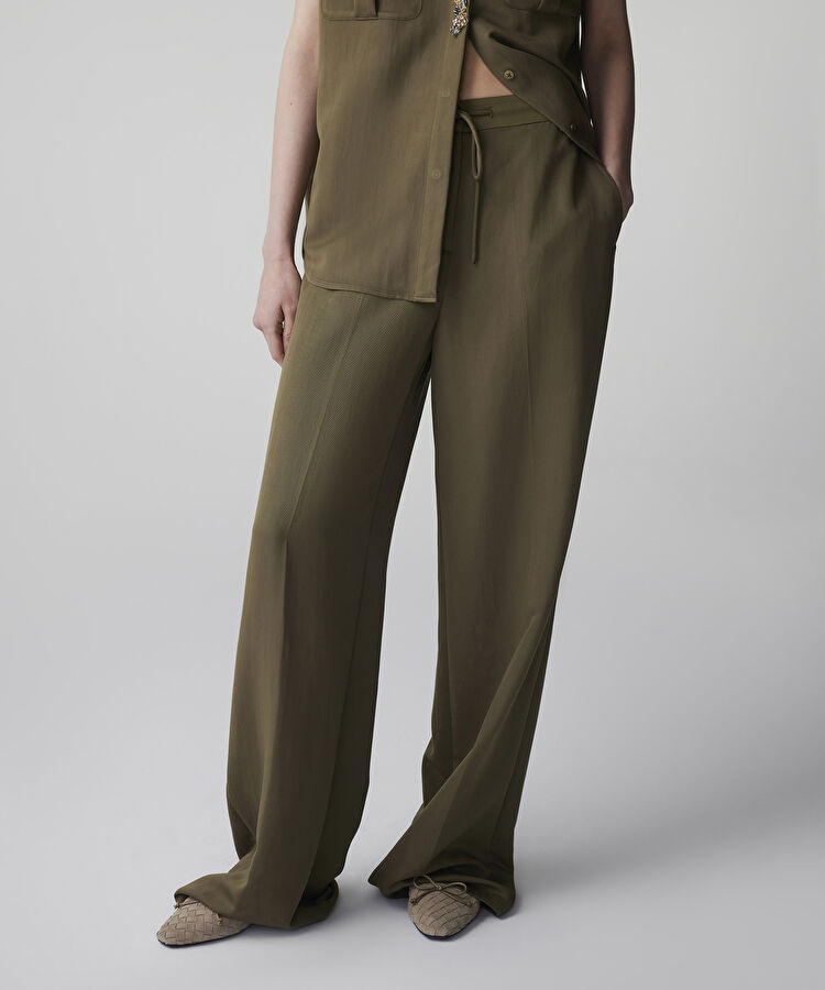 Wide leg fit belden bağlamalı pantolon