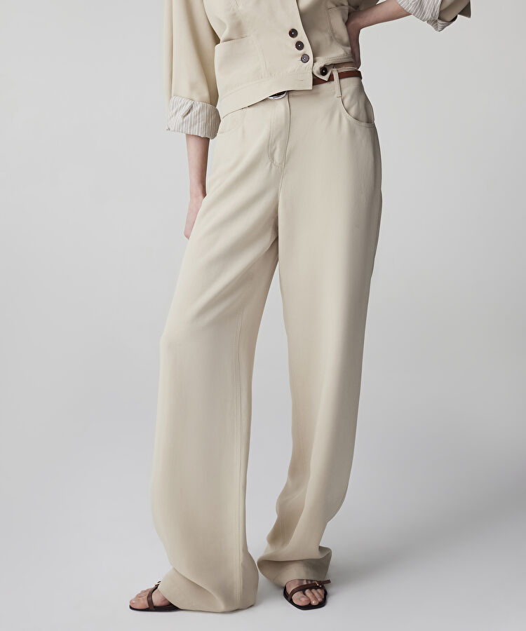 Kemerli straight fit pantolon — photo 3