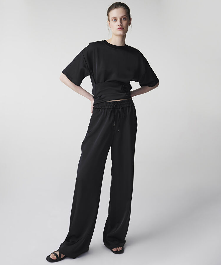 Wide leg fit saten pantolon — photo 2