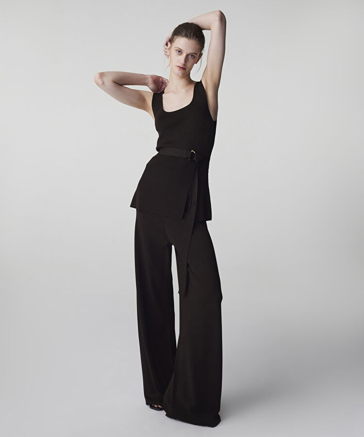 Wide leg triko pantolon