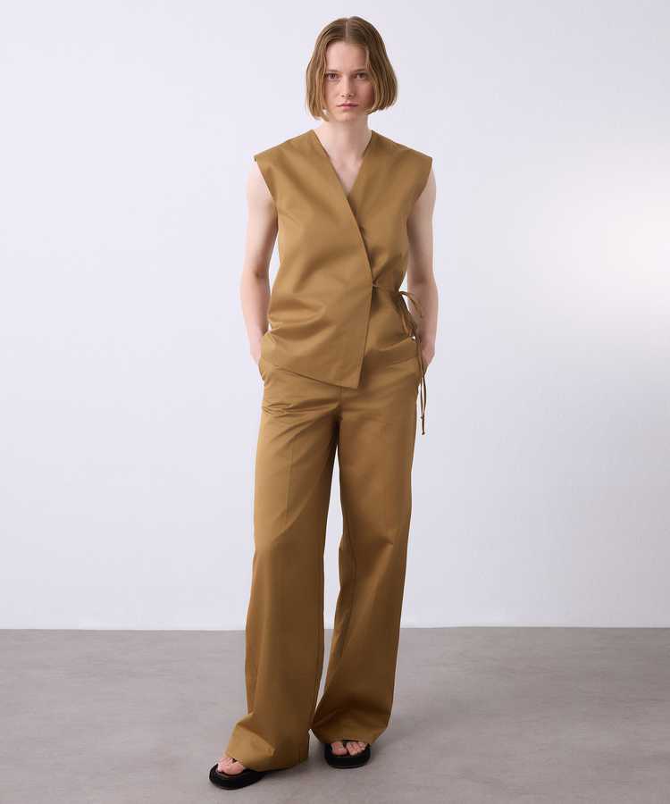 Elastik bel wide leg pantolon - IS1260003366053 - Tütün Pantolon