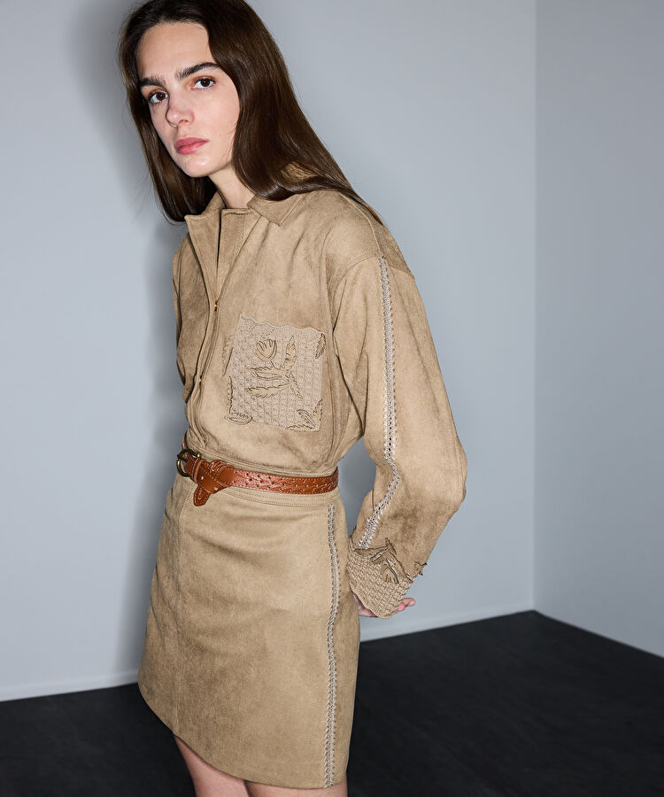 Süet görünümlü mini etek — photo 3