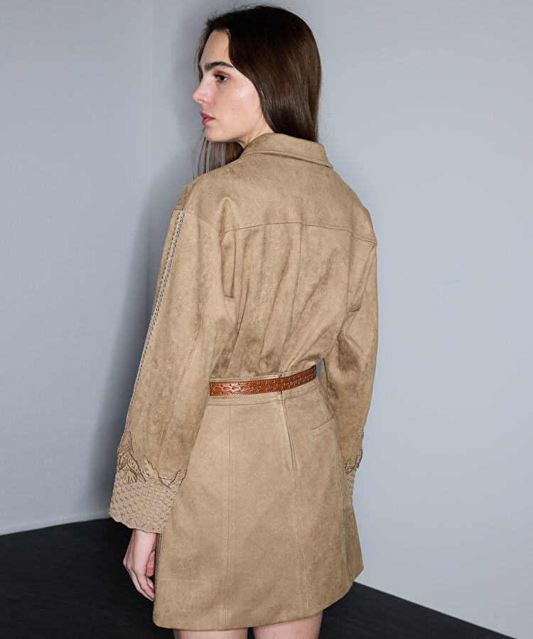 Süet görünümlü mini etek — photo 4