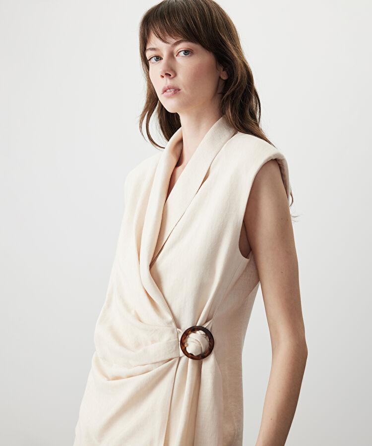 Pileli kruvaze bluz — photo 2