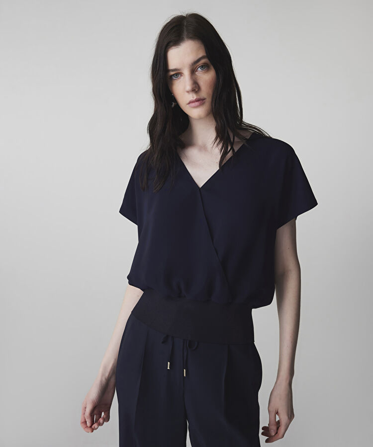 Bel vurgulu kruvaze bluz