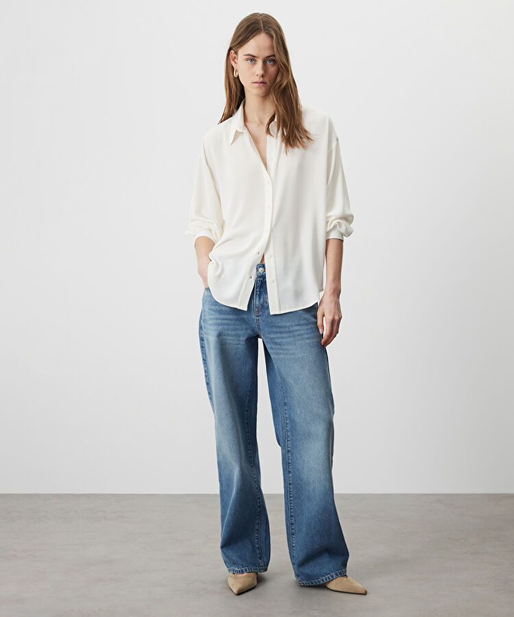 Düşük omuz basic gömlek — photo 2