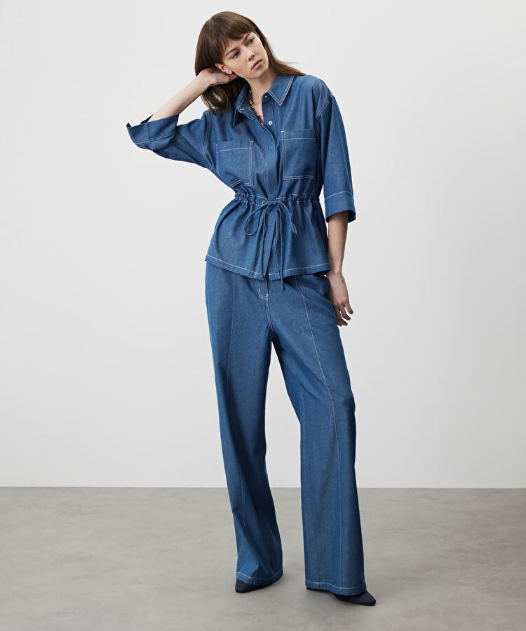 Belden bağlamalı cepli gömlek — photo 2