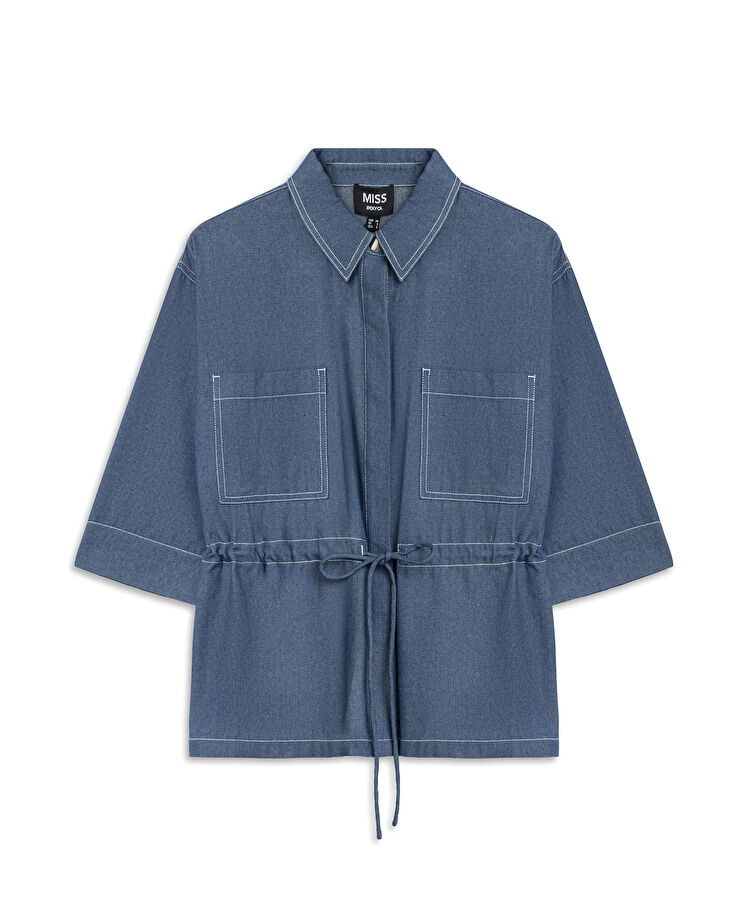 Belden bağlamalı cepli gömlek — photo 5