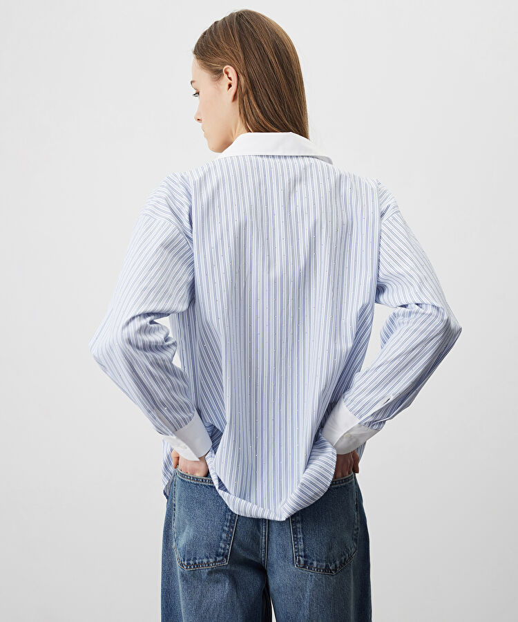 Çizgili ve hotfix baskılı gömlek — photo 4