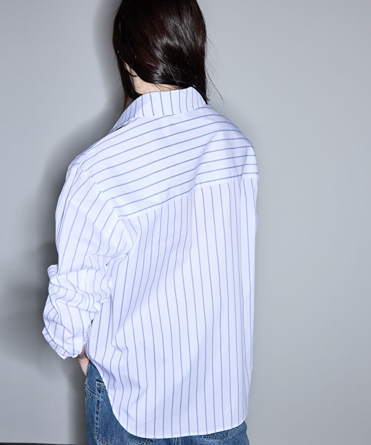 Dantel şeritli çizgili gömlek — photo 4