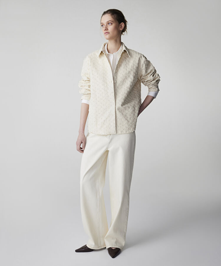 Payetli raw edge gömlek ceket — photo 2