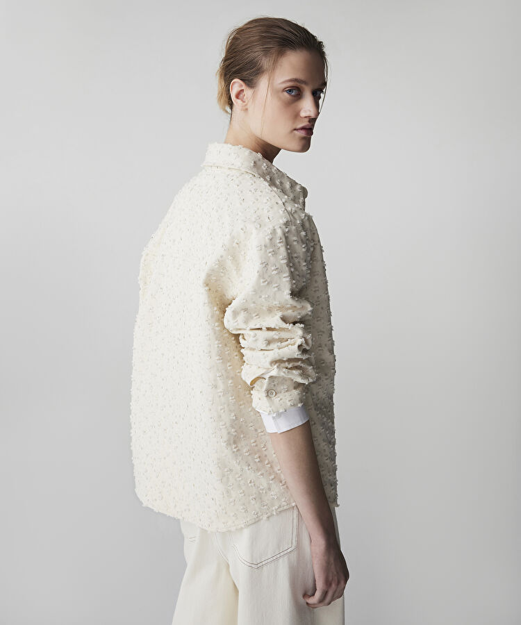 Payetli raw edge gömlek ceket — photo 4