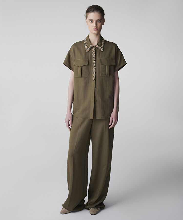 Taş ve boncuk aplikeli gömlek — photo 3