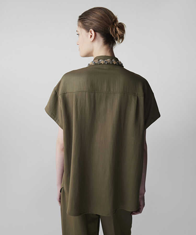 Taş ve boncuk aplikeli gömlek — photo 4