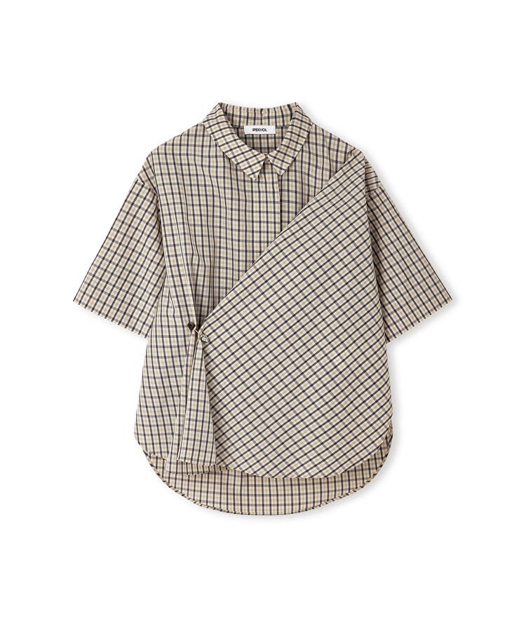 Ekose desen asimetrik gömlek — photo 5