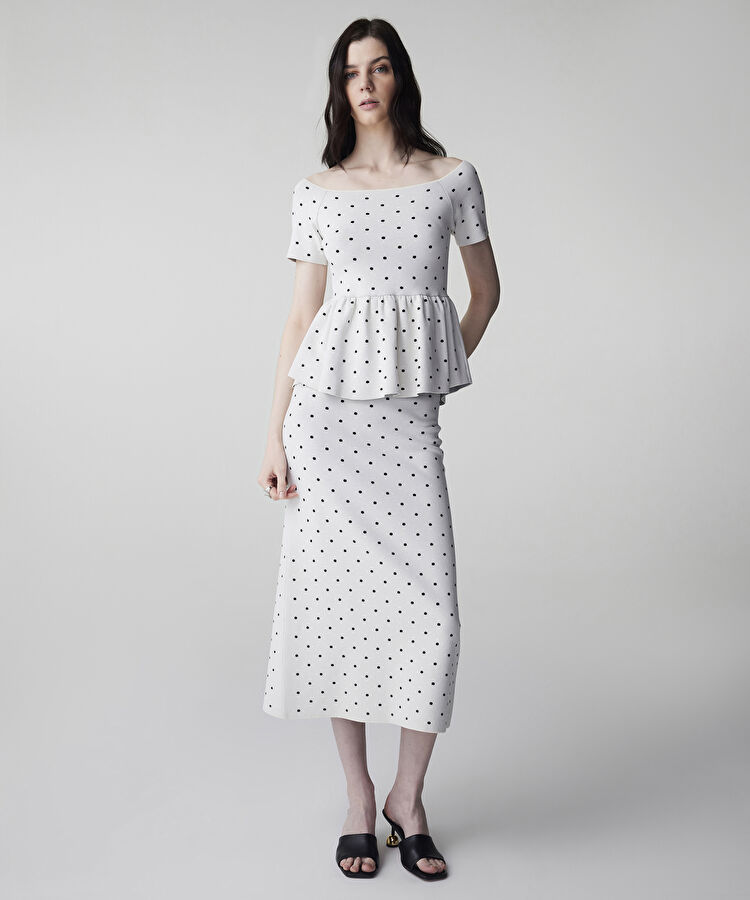 Puantiye desen peplum triko — photo 3