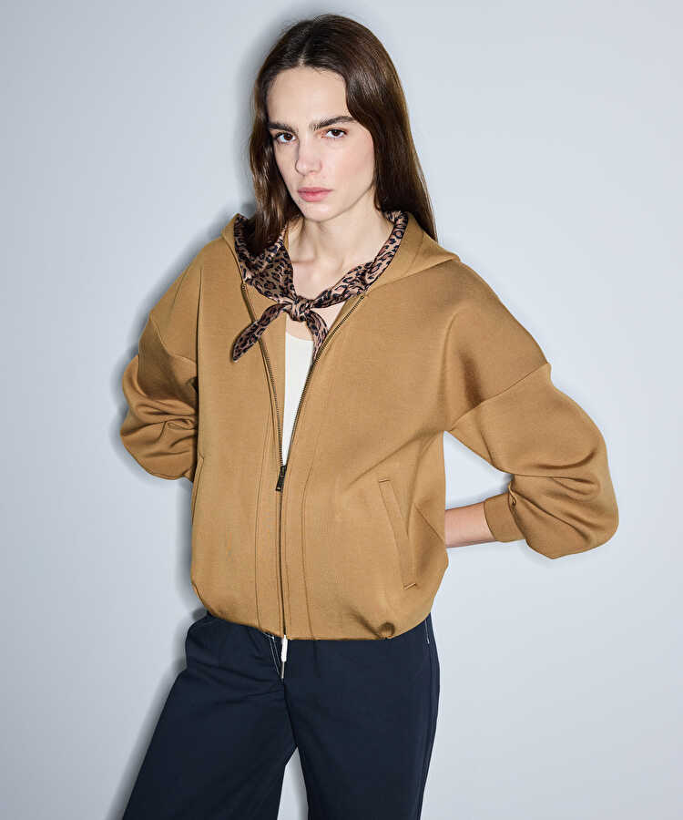 Fular efektli sweatshirt - IS1260091013053 - Tütün Sweatshirt