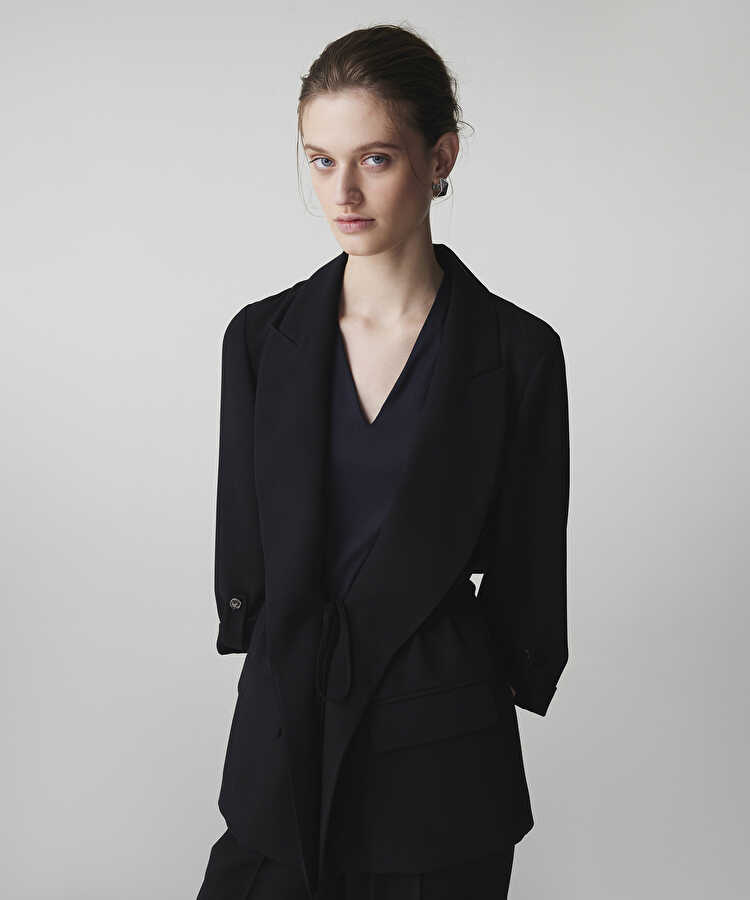 Belden bağlamalı blazer - IS1260106026001 - Siyah Blazer