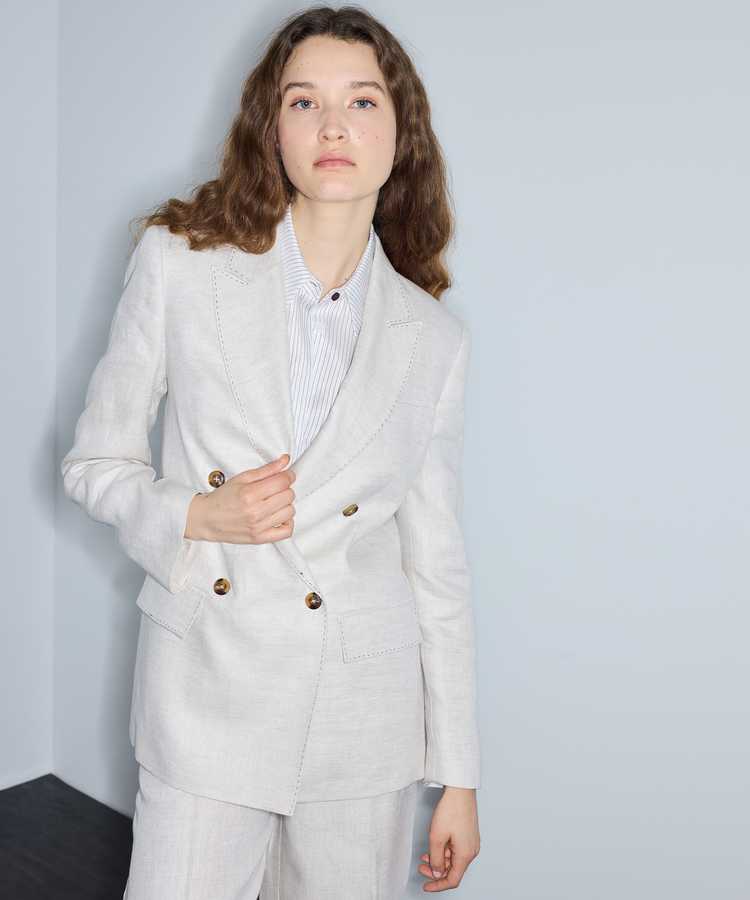 Vatkalı keten blazer - IS1260106029030 - Taş Blazer