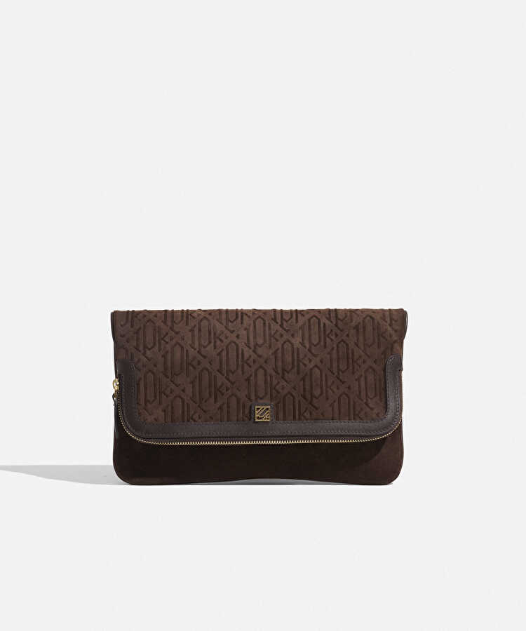SIENNA deri süet clutch - I00000121020074 - Kahverengi Clutch